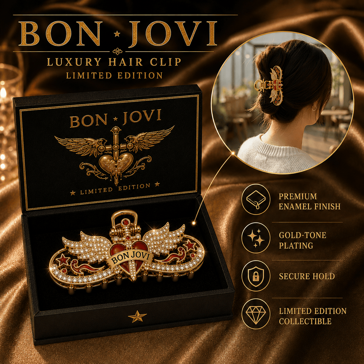 BJV Elegant Gold Hair Clip For Women TMH