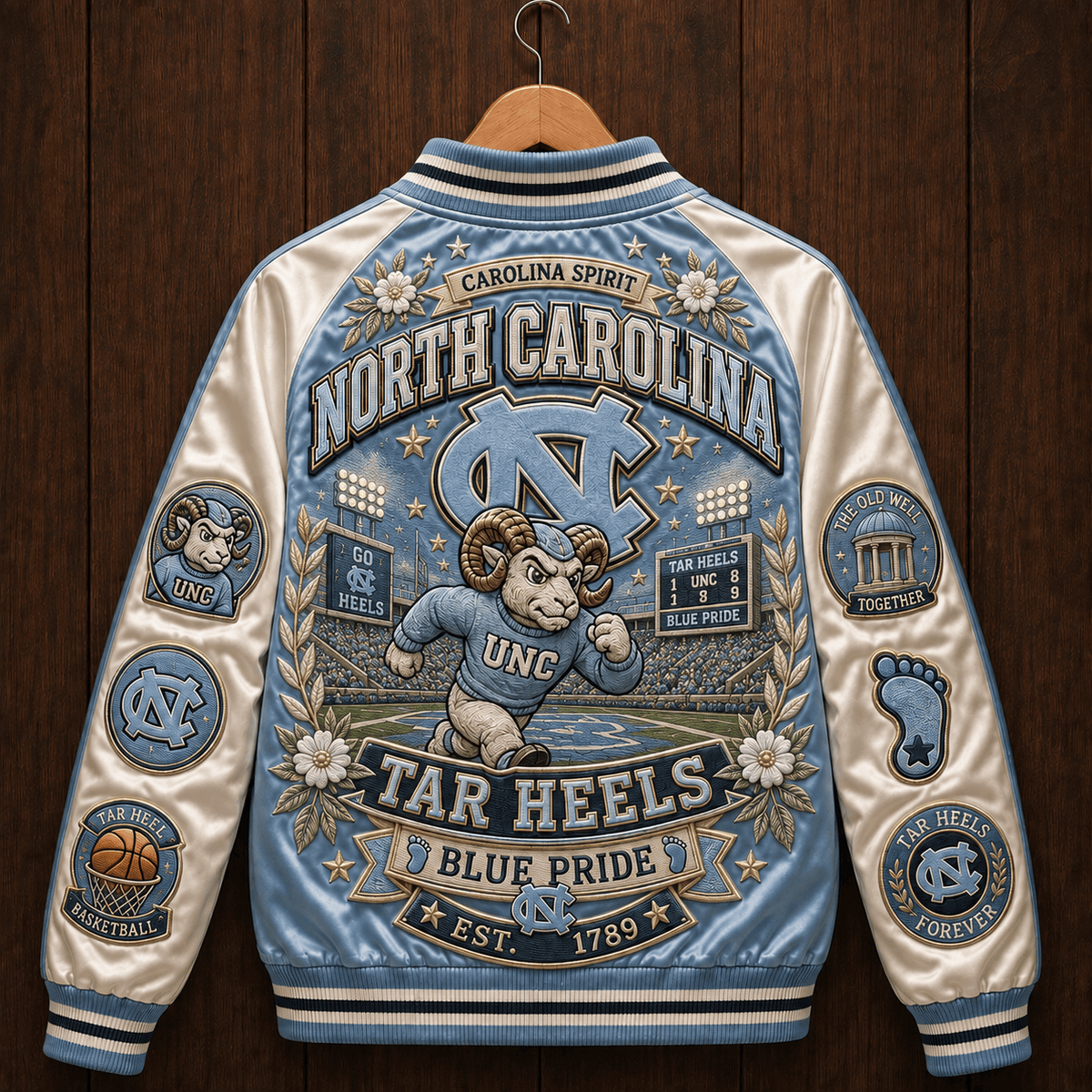 PREMIUM UNC SATIN BASEBALL JACKET NTNA