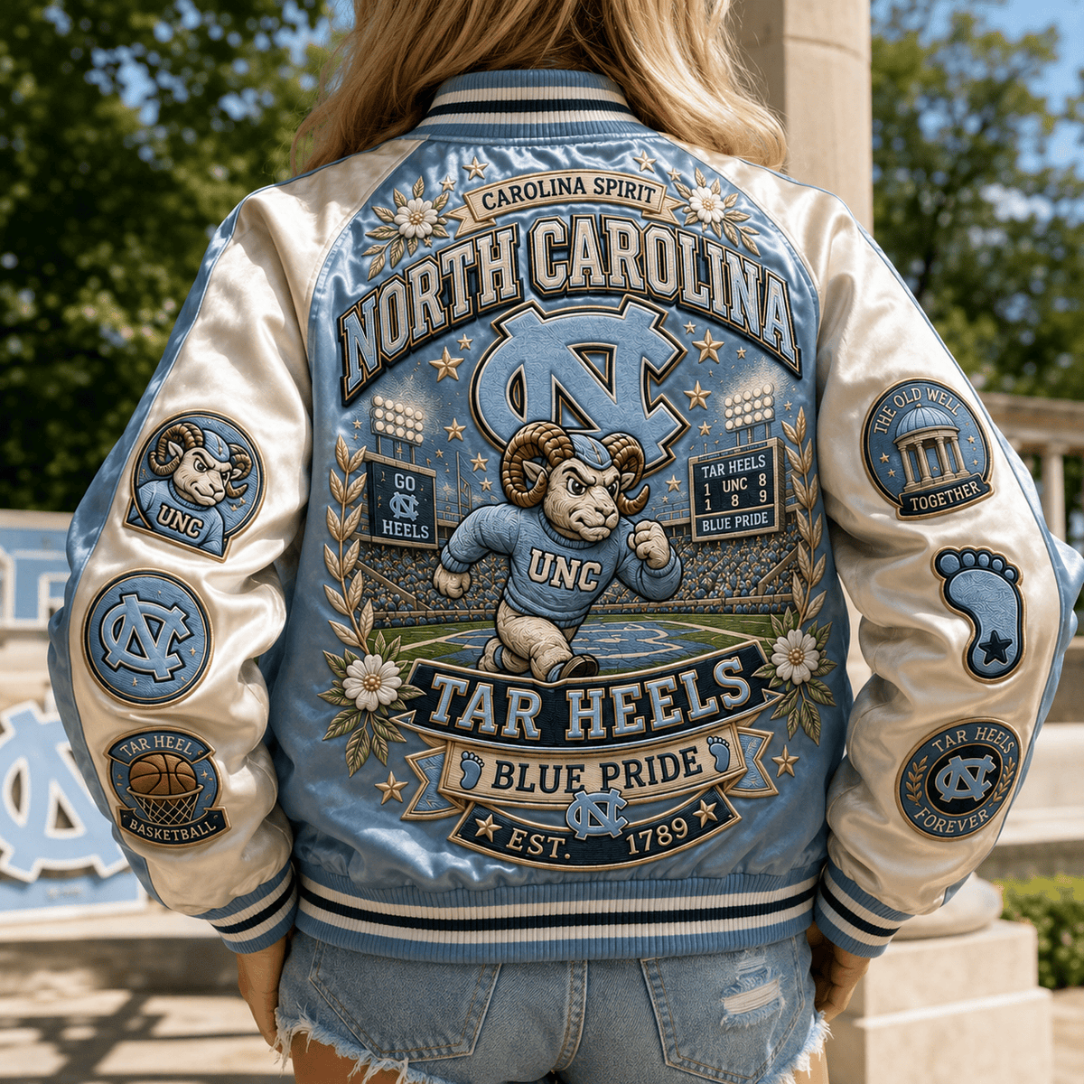 PREMIUM UNC SATIN BASEBALL JACKET NTNA