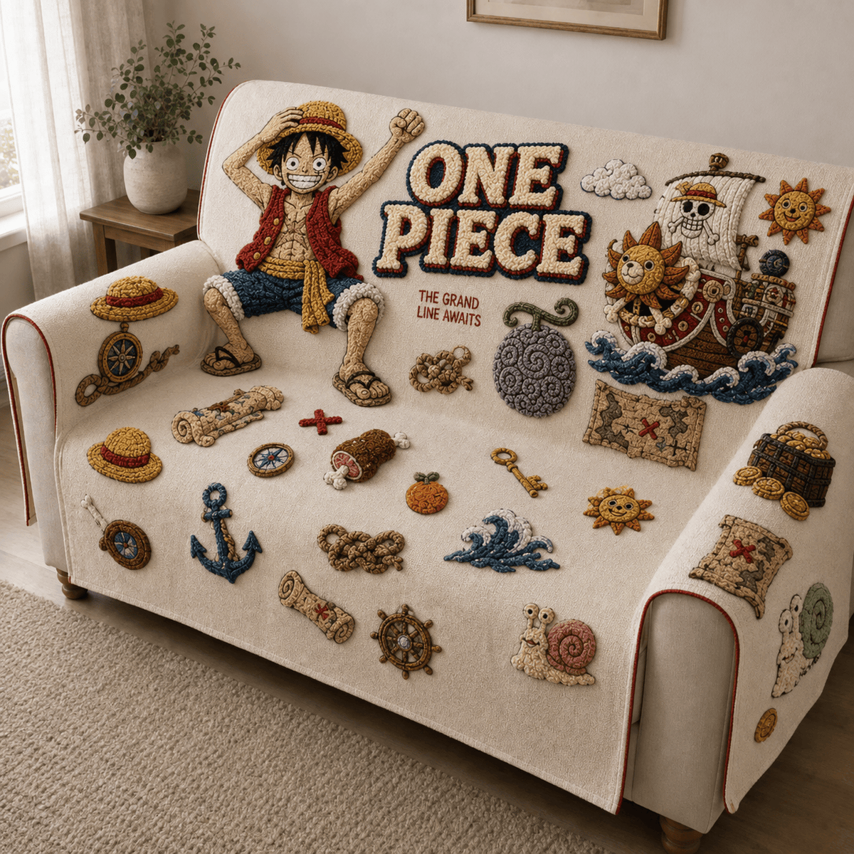 OPC Tufted Sofa Cover & Pillow Set DNBN