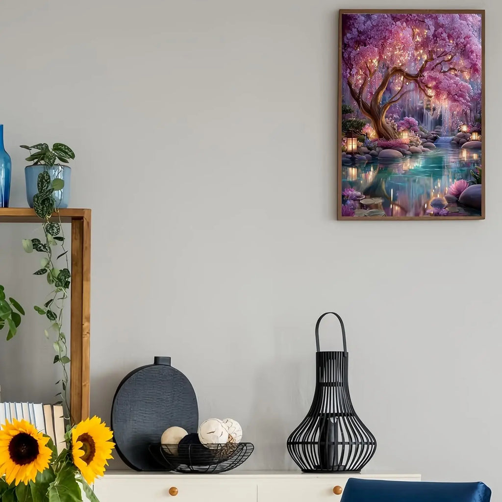 Glowing Forest Diamond Painting Kit for Adults, 5D DIY Art with Full Round Drills, 13.8x13.8 Inch Home Decor