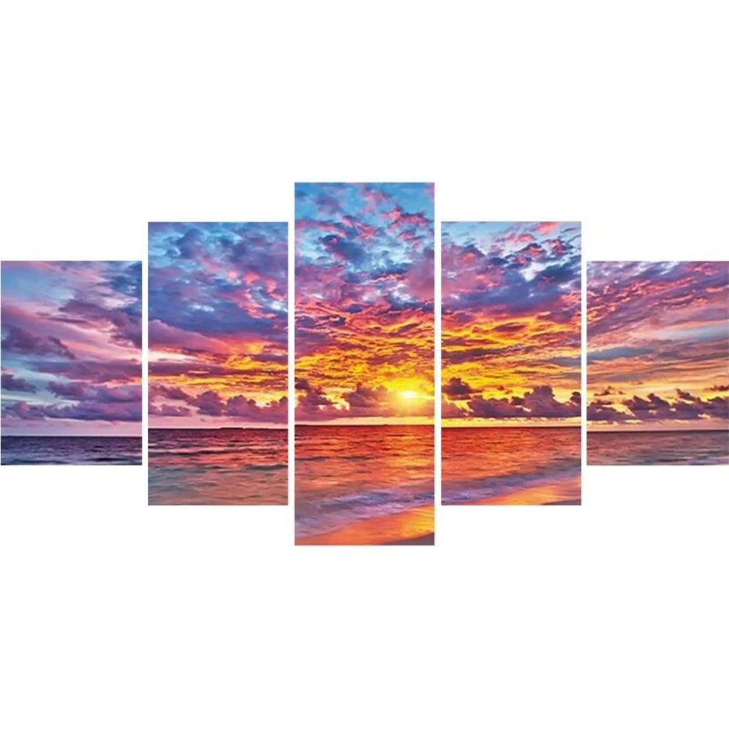 Diamond Mosaic Kits Full Round Drill 5 Pieces Landscape Pattern Home Room Decor Embroidery Art Ornament Handcraft Drawing