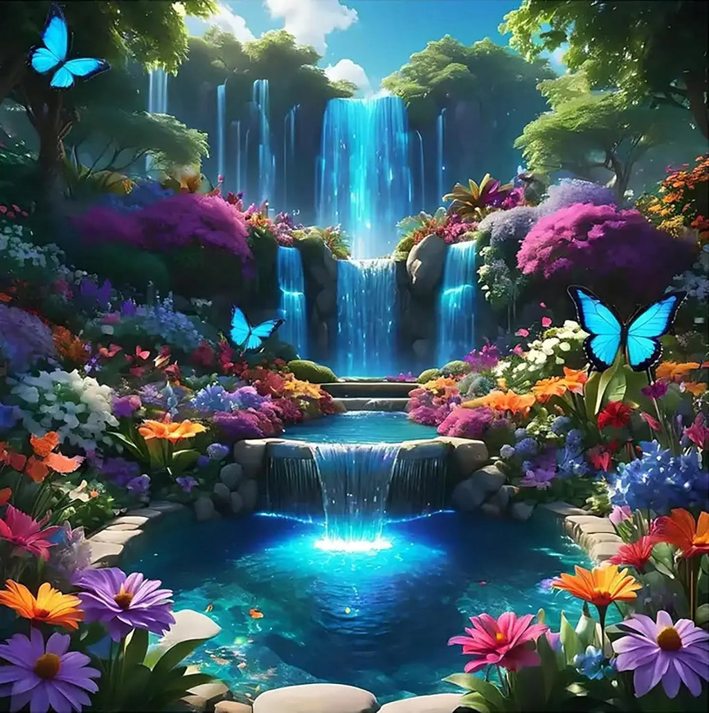 5D Diamond Painting Kit for Adults, Waterfall Landscape DIY Art, Full Round Drill Home Decor