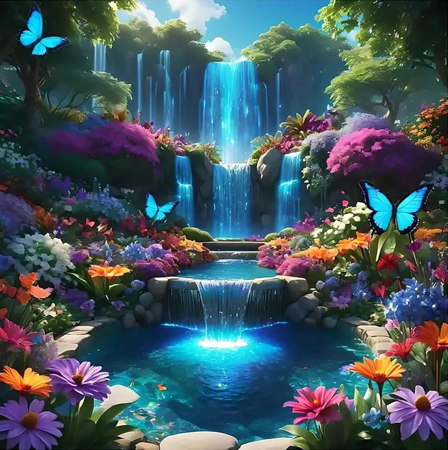 5D Diamond Painting Kit for Adults, Waterfall Landscape DIY Art, Full Round Drill Home Decor