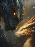 5D Diamond Painting Kit for Adults, Black Golden Dragons DIY Art, 12x16 Inch Home Wall Decor