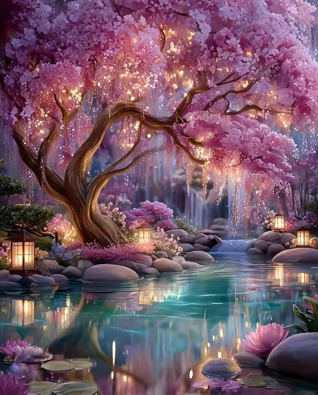 Glowing Forest Diamond Painting Kit for Adults, 5D DIY Art with Full Round Drills, 13.8x13.8 Inch Home Decor